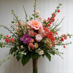旬の花を束ねたアシンメトリーブーケ
